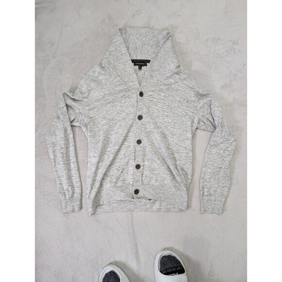 Banana Republic Shawl Collar Gray Button Down Sweater Medium - Picture 1 of 4